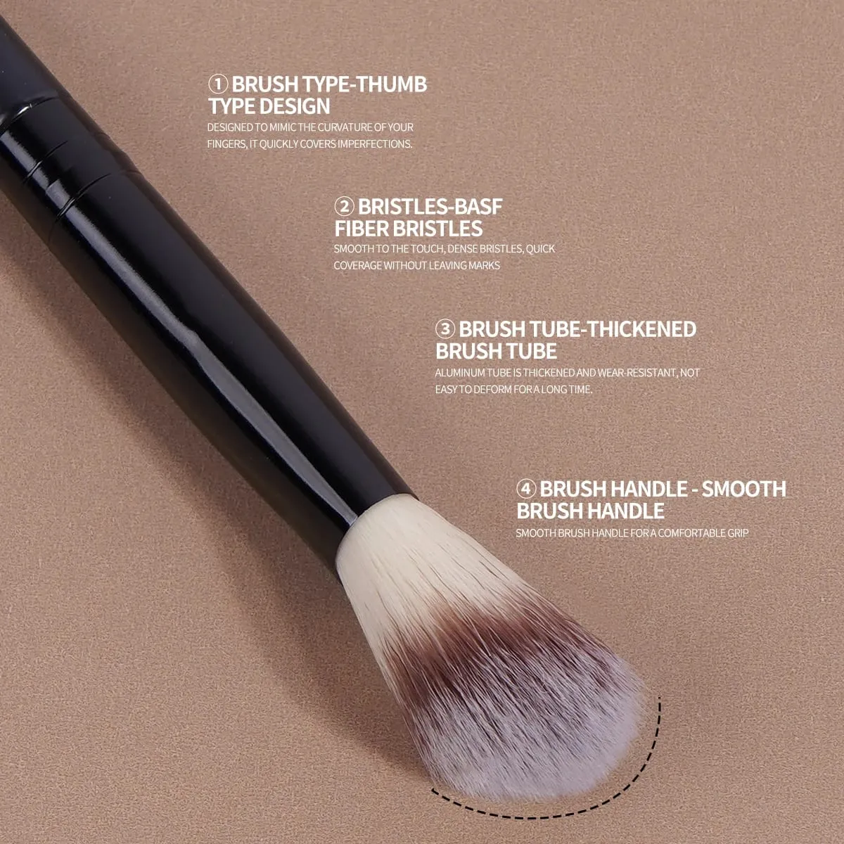 Pinceaux de maquillage pour le visage, 5 pièces, impeccables, poils doux, détails de maquillage, correcteur, cosmétique, outil de maquillage pour la beauté — image 3