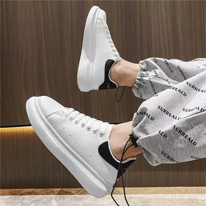 Fehér vulkanizált tornacipők Férfi Lapos Kényelmes Cipők Fűzős Zapatillas Hombre Női Alkalmi tornacipők Nagy 35-45 — image 6