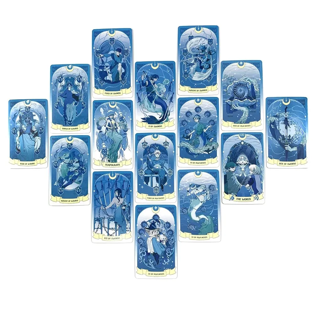Sea in Moonlight Tarot kártyák 78 kártyás angol nyelvű jóslás társasjátékok, amelyek tökéletesek az érzelmi gyógyuláshoz és az intuitív olvasáshoz