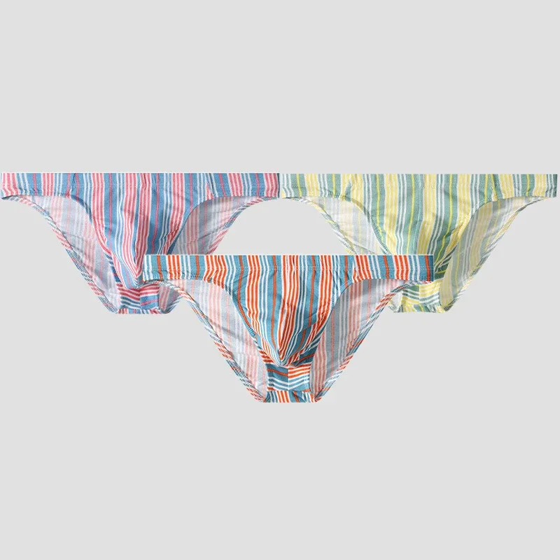 Sexy Men Briefs Cotton Male Breathable Comfortable U Bulge Pouch Underwear Mid Waist Striped Panties Hombre Soft Youth Undies — image 21