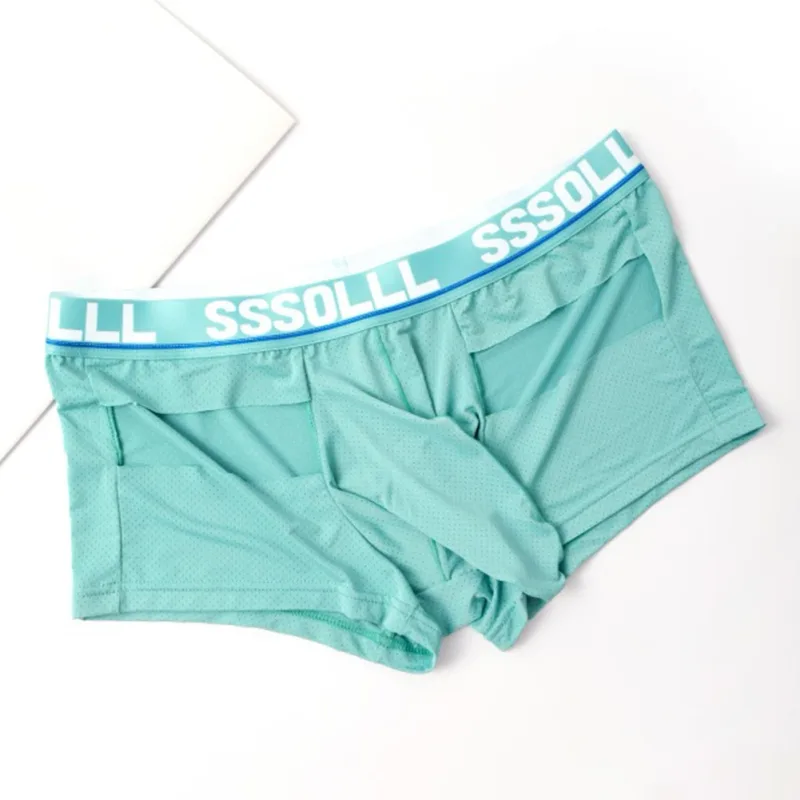 Men Breathable Mesh Boxer Shorts Soft Flat Corner Elephant Nose Trunks Underwear For Daily Wear Classic Letter Print Panties — image 12
