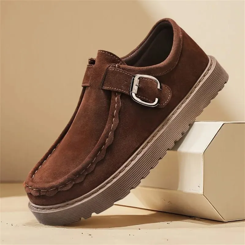 Ανδρικά μπεζ σουέντ casual loafers σε μεγάλα μεγέθη Άνετα, αντιολισθητικά παπούτσια περπατήματος με χοντρή σόλα Μοντέρνα και μοντέρνα παπούτσια 2025 — image 8