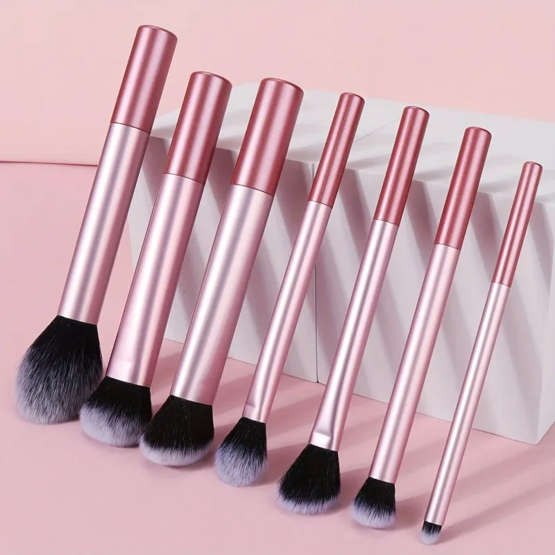 Ensemble de pinceaux de maquillage professionnels, 7 pièces, poils synthétiques doux de qualité supérieure, pour fond de teint, Blush, fard à paupières, outils de maquillage cosmétique