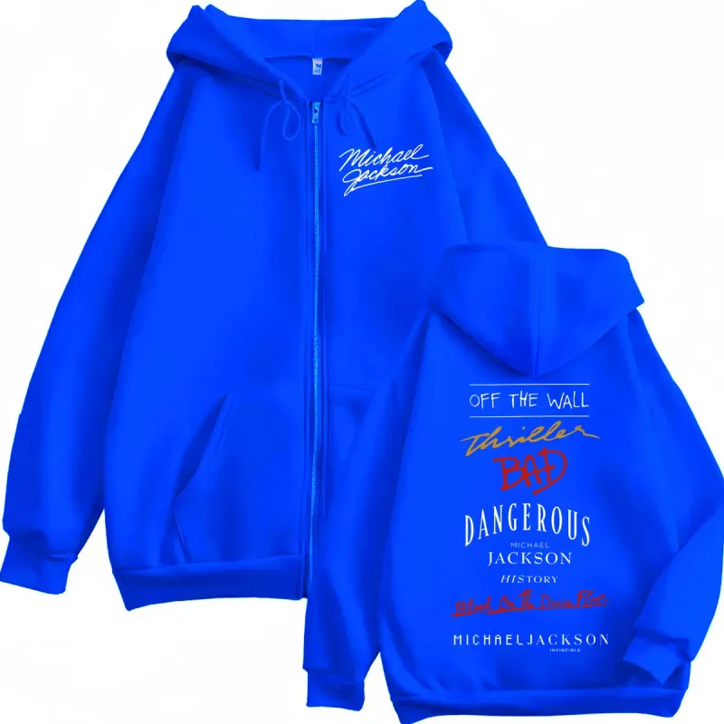 Sudadera con capucha con estampado del álbum de Michael Jackson del cantante de Rock de los 90, jerséis con cremallera de alta calidad a la moda para hombres y mujeres, sudaderas de gran tamaño — image 5