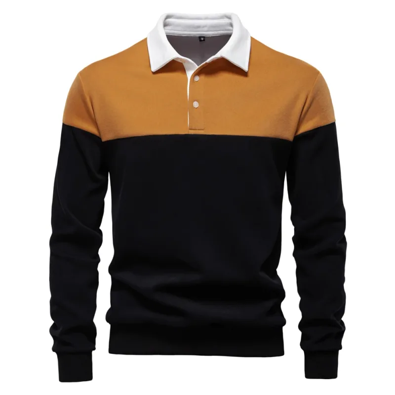 Nova primavera masculina com capuz de mistura de algodão em bloco colorido para negócios estilo casual moletom de manga comprida — image 2