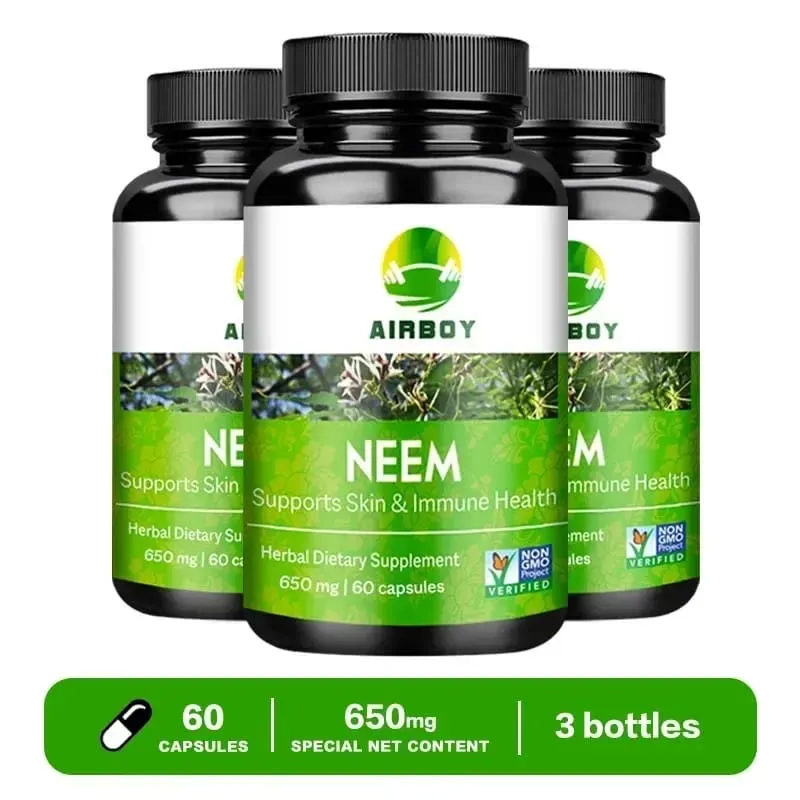 Organic Neem Supplement - Herbal Acne Supplements Supporting Clear Skin and Detox Supports Immune Health