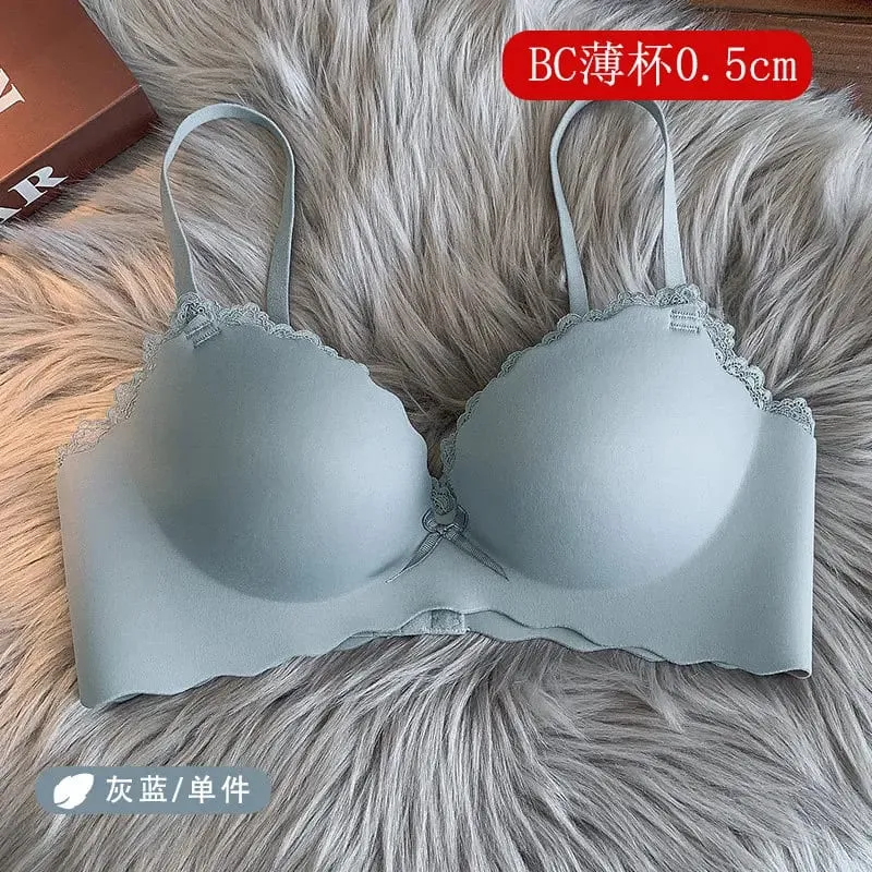 セクシーNői vezeték nélküli varrat nélküli melltartó szett egyrészes Push-Up melltartó, kis melltartó, oldalt támasztó megereszkedésgátló puha női intim fehérnemű — image 11