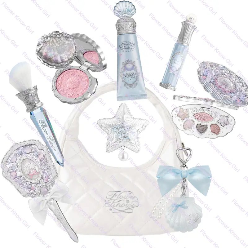 Makeup Flower Knows Shell's Jewel Mermaid Glow Set Eyeshadow Palette Blush Lip Gloss Τσάντα μακιγιάζ Matte Glow Shimmer Primer Kit — image 2