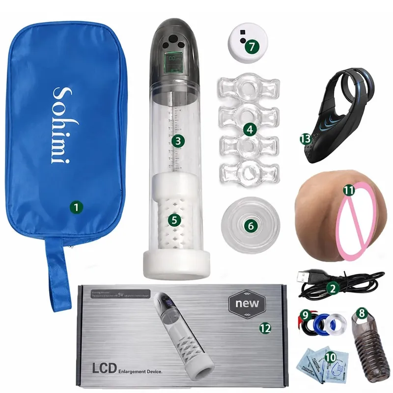 Automatic Penis Pump Enhanced Erections Rechargeable Vacuum Dick Cock Enlarger Penis Size Men Sex Toys and Vagina Masturbator