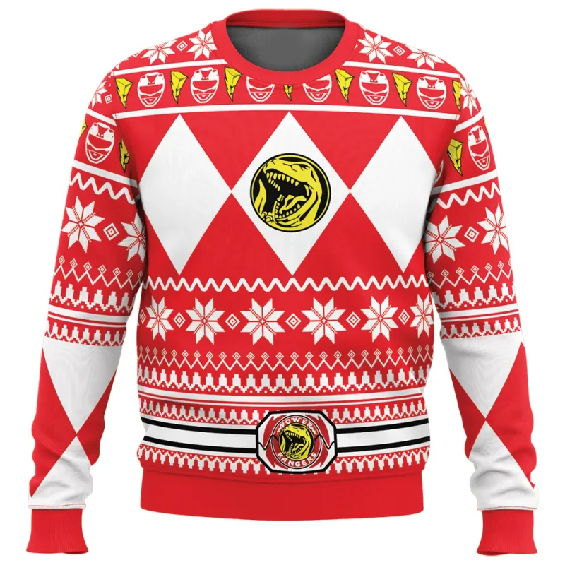 Panlalaki at Pambabaeng Autumn_Winter Bagong Mighty Morphin Multi Color Ranger Power Ranger Pangit Christmas Sweater Christmas Party Hoodie — image 3