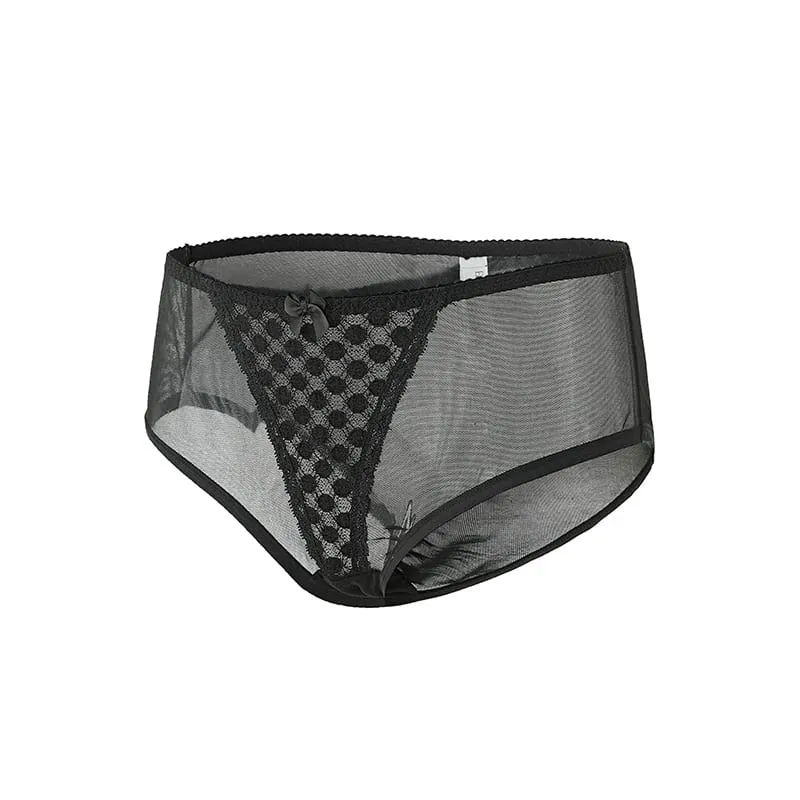 Női Curvy Plus Size Pöttyös hálós csipke melltartó bugyi szett Underwire Support Full Figur nagy kupa E F G H I Légáteresztő fehérnemű 2db