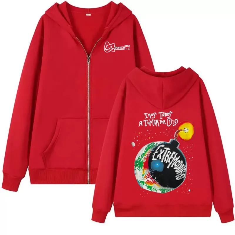 Rock Band Extremoduro Tour 2026 Zip Up Hoodies Fashion ng Kalalakihan Gothic Fleece Sweatshirts Coats Oversized Zipper Hoodie Streetwear — image 4