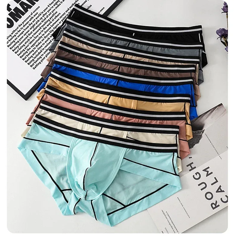 Ice Silk Briefs Seamless Panties Men Bulge Pouch Underwear Male Breathable Underpants Man Sexy U Convex Pouch Bikini Lingerie — image 9