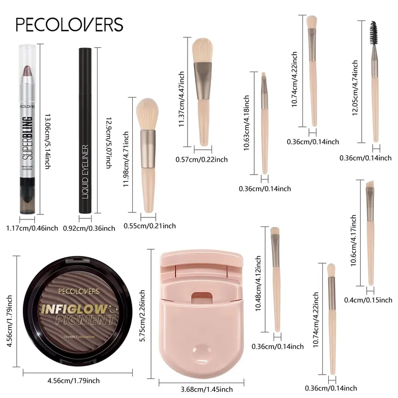 12 ΤΕΜ/ΣΕΤ Shimmer Eye Shadow Pen & Palette Liquid Eyeliner Lash Curler Eye Brushes Makeup Ανθεκτικά/Αδιάβροχα/Μεγάλης διάρκειας