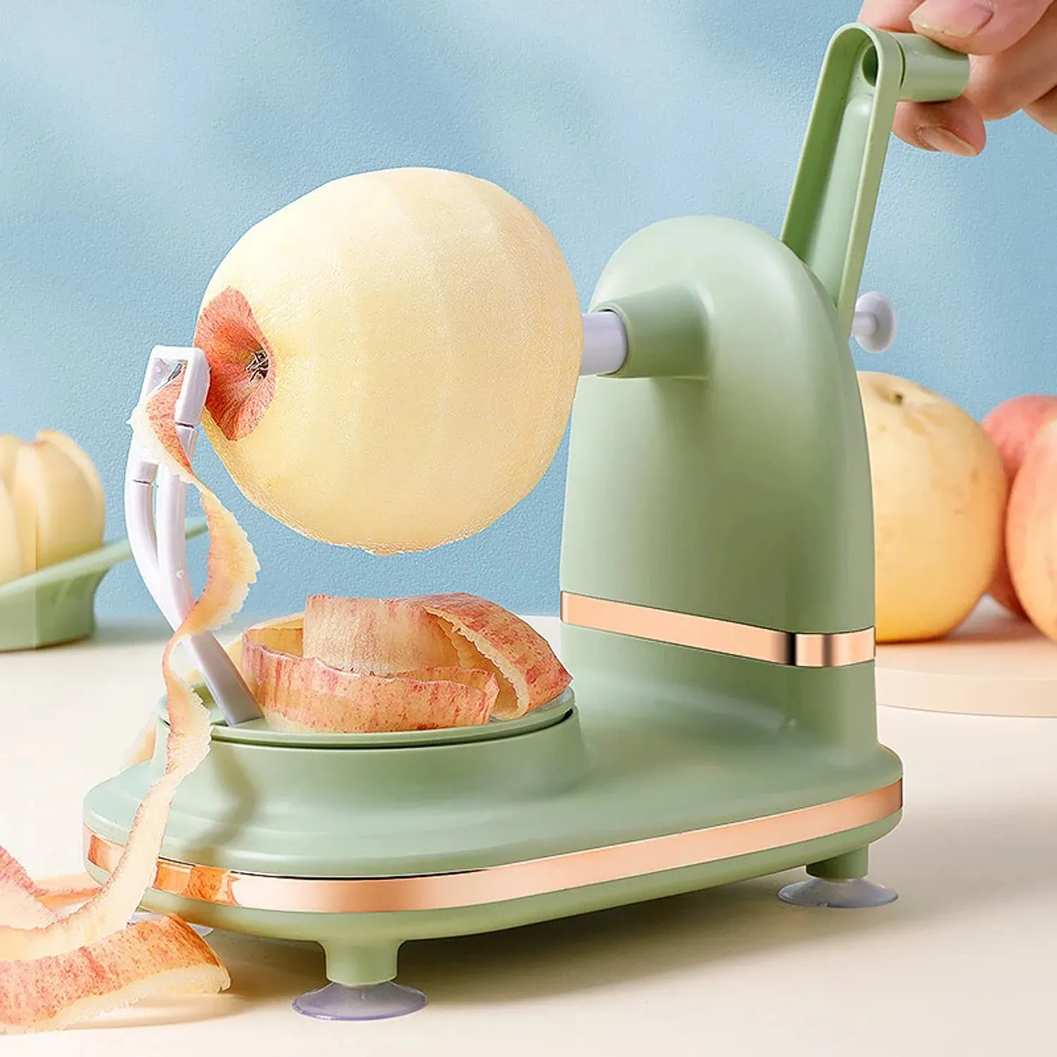 3-in-1Hand-cranked Rotating Fruit/Vegetable Peeler Stainless Steel Blades Apple Cutter Household Peeling Machine Kitchen Gadgets