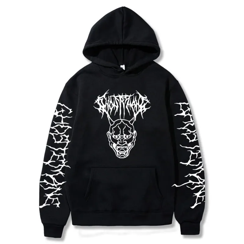 Ghostemane moletom com capuz estampa dupla face, moda masculina hip hop metal rock gótico oversized moletom agasalho streetwear — image 23