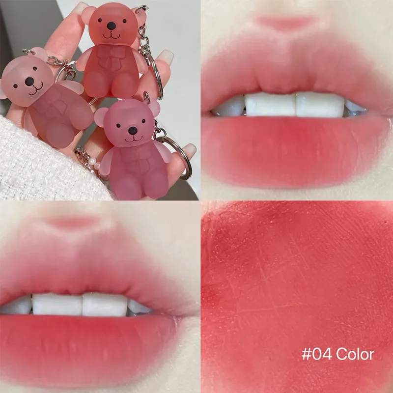 ART VALUE – porte-clés ours mignon, boue, rouge chair mat, brillant à lèvres, tasse antiadhésive, imperméable, longue durée, cosmétiques — image 4