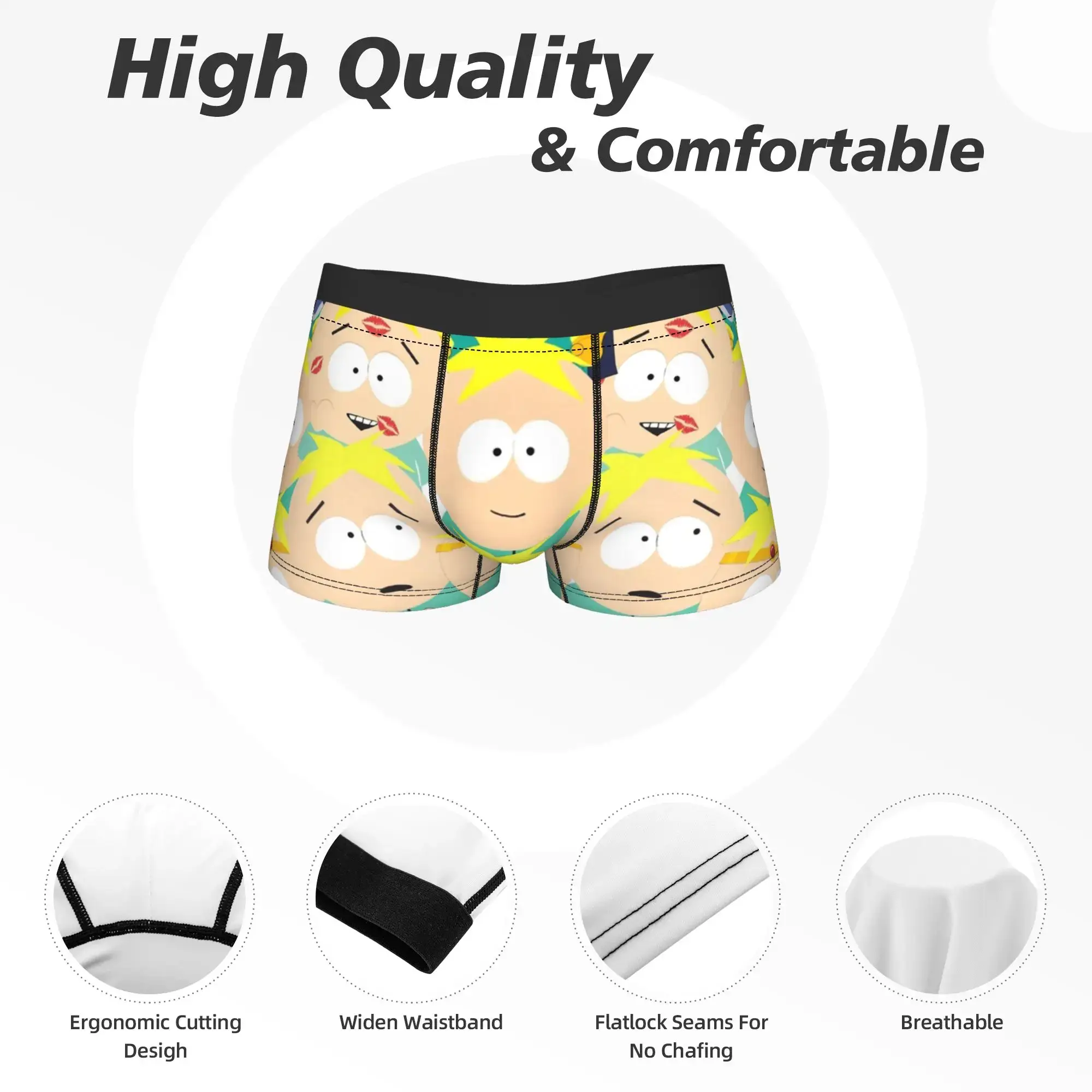 Mga Lalaki South Cartoon Park Butters Stotch Collage Mahabang Kasuotang Panloob Hot Boxer Briefs Shorts Panty Lalaki Malalambot na Panloob M-XXL — image 5