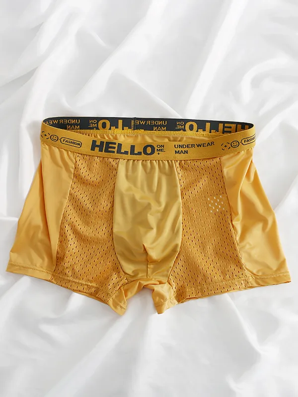 6-Pack Men's Ice Silk Semi-Mesh Boxers - "HELLO" Waistband, Breathable Variety — image 2
