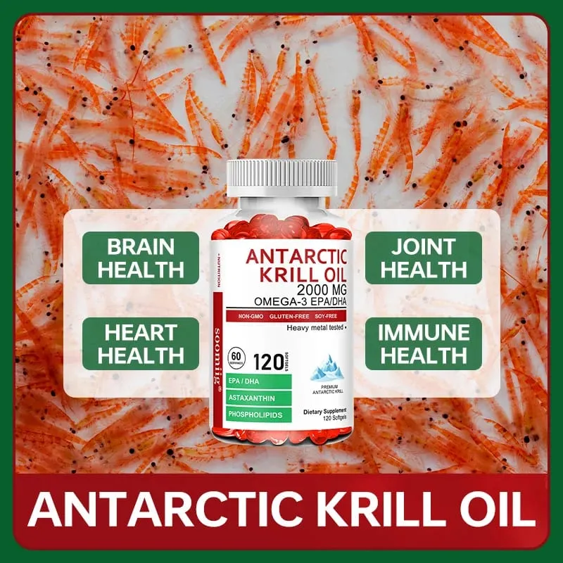 Antarktisz Krill olaj kapszula 2000 mg Omega-3 EPA és DHA asztaxantin-kiegészítővel, a Red Krill Maximum Strength termékéből — image 2