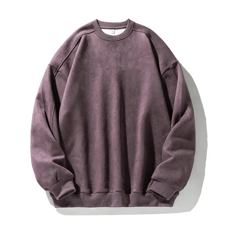 Märke Lila Sweatshirt Mans Mocka O Neck Höst Vinter Baggy Man Sweatshirts Casual Långärmad 2026 Nya Man Toppar