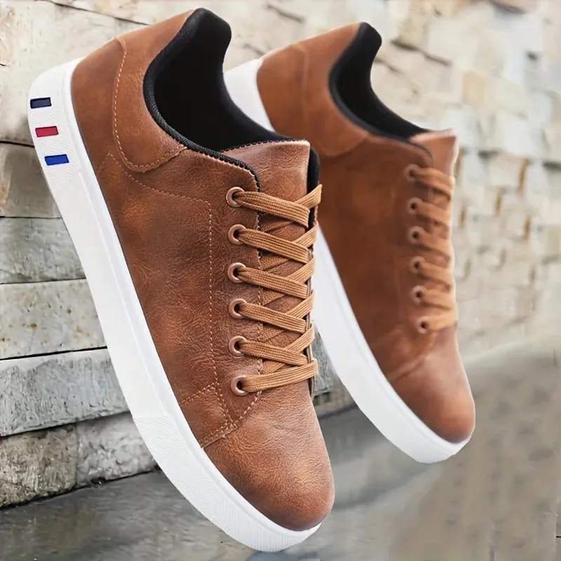 Fekete Vulkanizált tornacipő Férfi Lapos Kényelmes Cipők Fűzős Zapatillas Hombre Őszi tavaszi divatos tornacipők 39-48-as — image 8