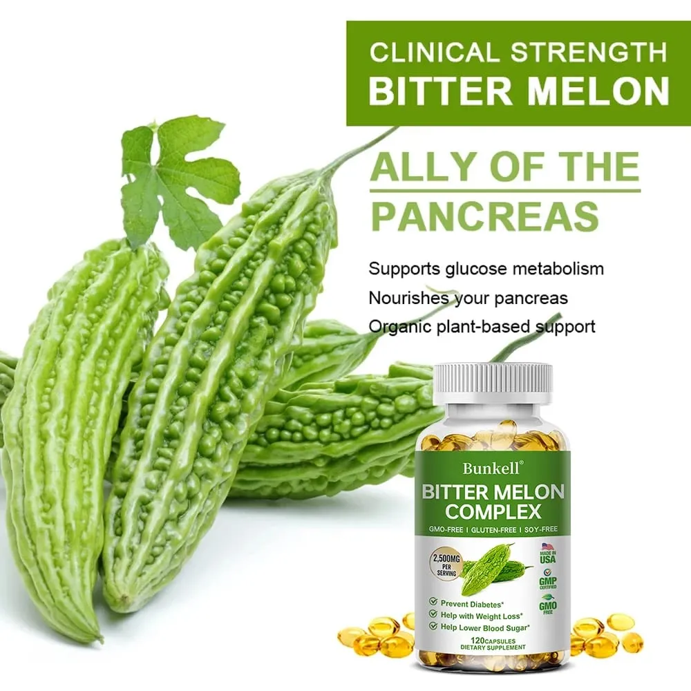 Organic Bitter Melon Extract Capsules - Supports Weight Management and Blood Sugar Balance Detoxification Skin Beauty