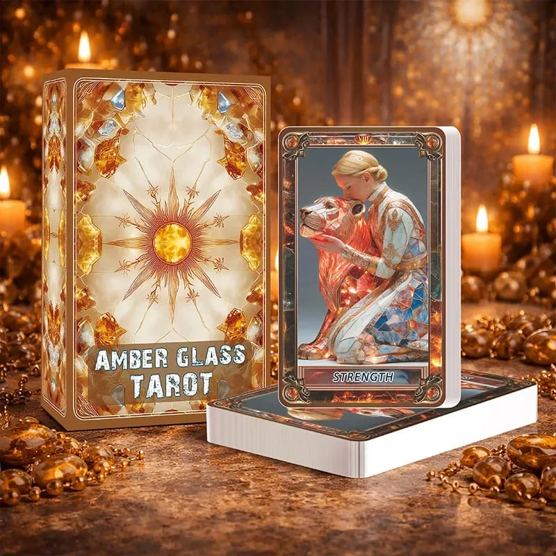 Amber Glass Tarot Cards Deck 78 Card Unique Tarot Deck με οδηγό για αρχάριους και έμπειρους αναγνώστες Daily Insight Divi — image 6