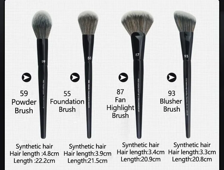 2 pièces/ensemble pinceaux de maquillage noirs Pro poudre de cheveux synthétiques ombre à paupières tache point culminant fond de teint aérographe diffuseur pinceau de maquillage — image 5