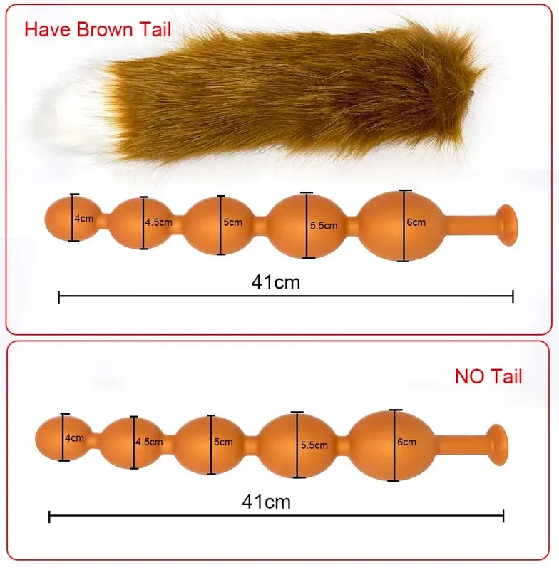 Butt Plug with Tail BDSM felnőtt szexjátékok pároknak, hatalmas anális gyöngyök, folyékony szilikon puha anális dugó Prosztata masszázs anális dildók — image 24