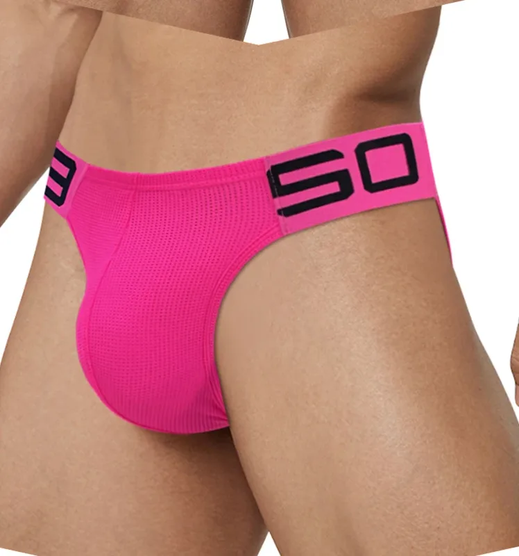 Men's Nylon Blend Mesh Breathable Briefs Horn Splice Letter Embossed Wide Elastic Waistband Fluorescent Color Sexy Underwear — image 15