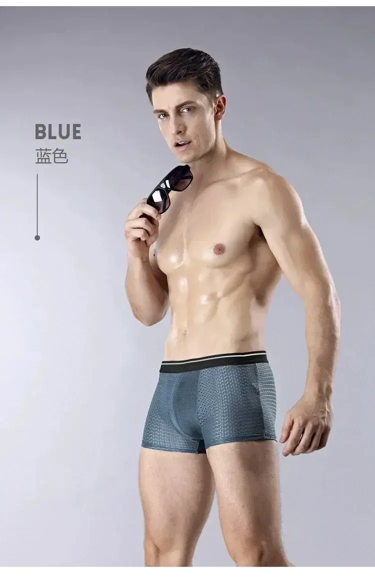 4PcsMen's Underwear Men Boxer Shorts Ice Silk Mesh Boxer Shorts Summer Sexy Breathable Antibacterial Underpants Plus Size XL-6XL — image 9