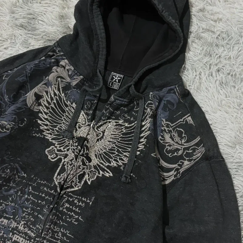 Pull à capuche pour hommes, nouvelle mode américaine, motif surdimensionné, fermeture éclair imprimée, Y2K, gothique, Harajuku, Hip Hop, populaire, pour Couple, 2025 — image 2