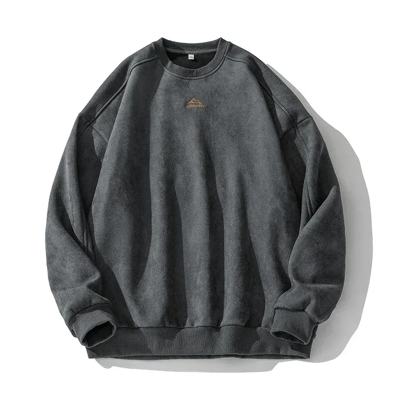 Marca camurça sweatshirts para homem 2026 novo outono inverno roupas baggy vintage pullovers casais o pescoço blusa oversize — image 3