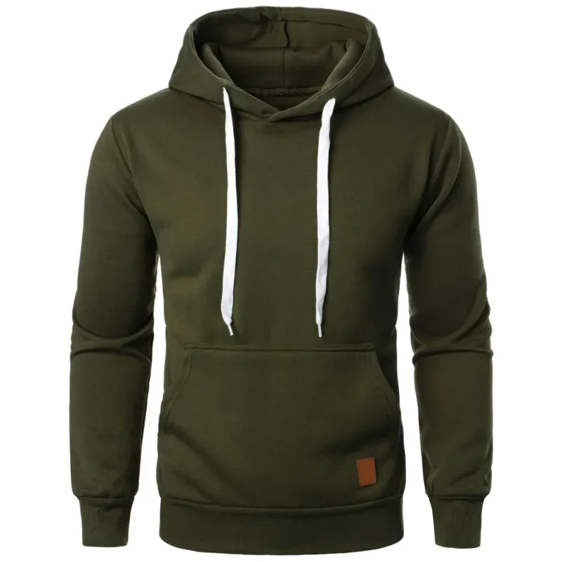 Mga Mens Casual Hooded Collar Drawstring Hoodies Sweatshirts Long Sleeve Shirts Outdoor Streetwear Solid Color Lightweight Pullover — image 7