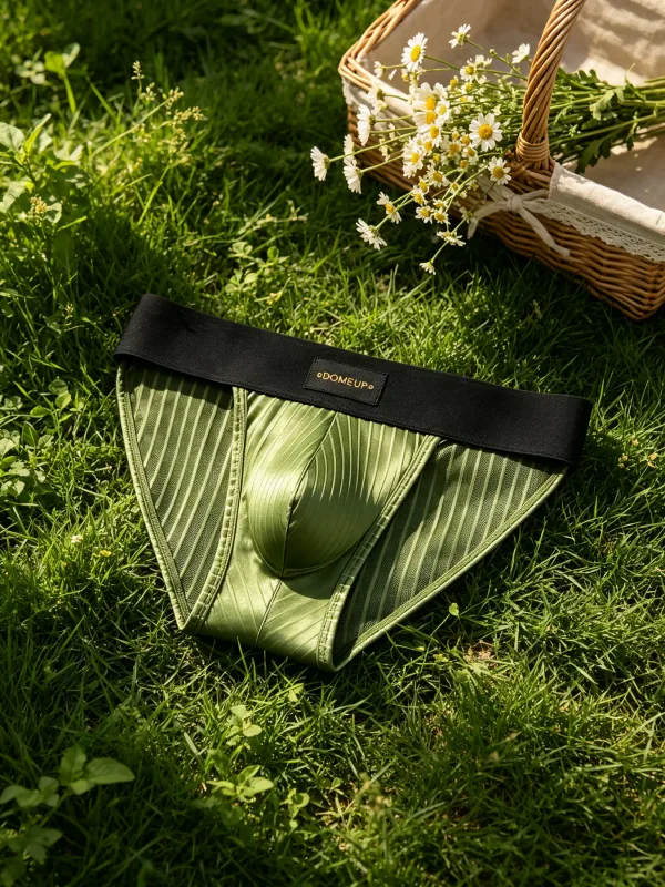 3PCS Men's 3D Pouch Briefs Vertical Stripe Satin Mesh Combo High Elastic Waist Simple Fashion Home Daily Underwear — image 10