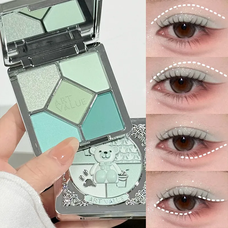 Παλέτα σκιών ματιών 5 χρωμάτων Μωβ Glitter Pearlescent ματ σκιές ματιών Shimmer μακιγιάζ μακράς διαρκείας Γυναικεία καλλυντικά ματιών ομορφιάς — image 2