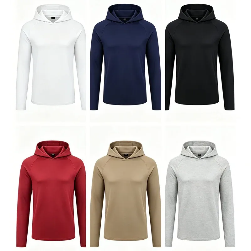 Hoodies de manga longa dos homens camisas de proteção solar sólido secagem rápida camiseta dos homens musculação fitness muscular sportwear roupas de ginásio — image 6