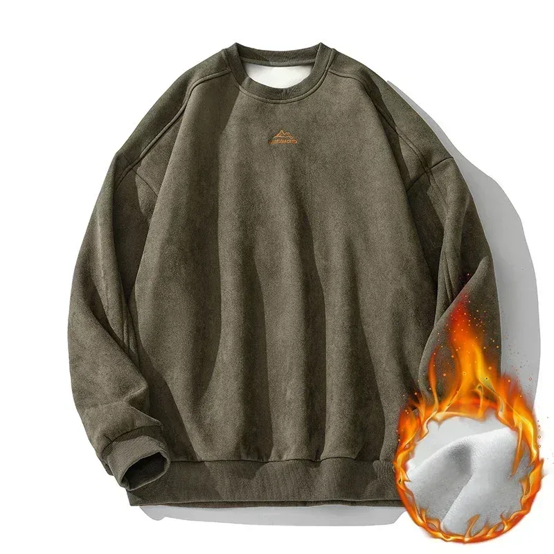Marca camurça sweatshirts para homem 2026 novo outono inverno roupas baggy vintage pullovers casais o pescoço blusa oversize — image 11
