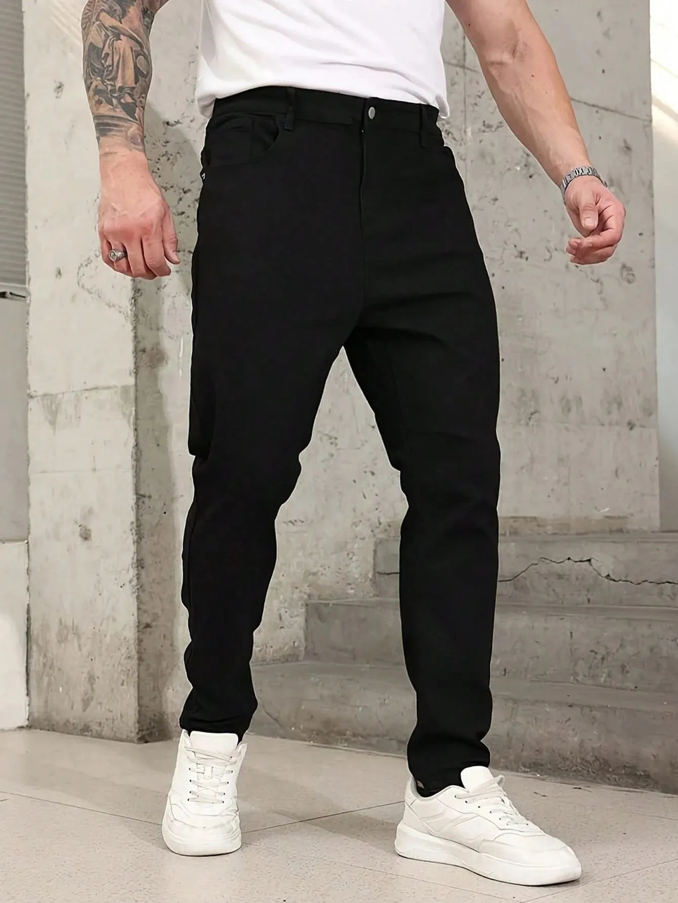 Μαύρο Slim Jeans Pant Man Original Drip Y2k Unisex Everyday Denim Παντελόνι Δεν περιλαμβάνονται αξεσουάρ ή ζώνες — image 5