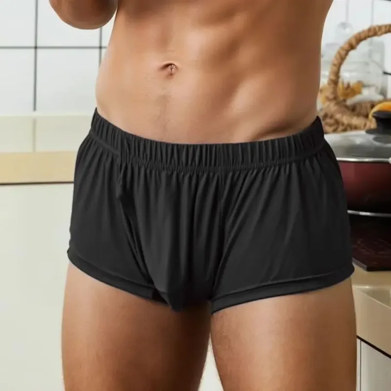 Men's Loose Front Fly Icy Woven Boxer Shorts, Stretch Breathable Multi Color Underwear for Sleep Home Daily Casual Lounge Wear — image 1