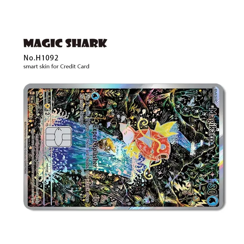 Magic Shark Mew Charizard EX Eevee Gengar Pikachu TCG כרטיס הולוגרפי לייזר מדבקה לסרטי עור לכרטיס אשראי בנקאי — image 30