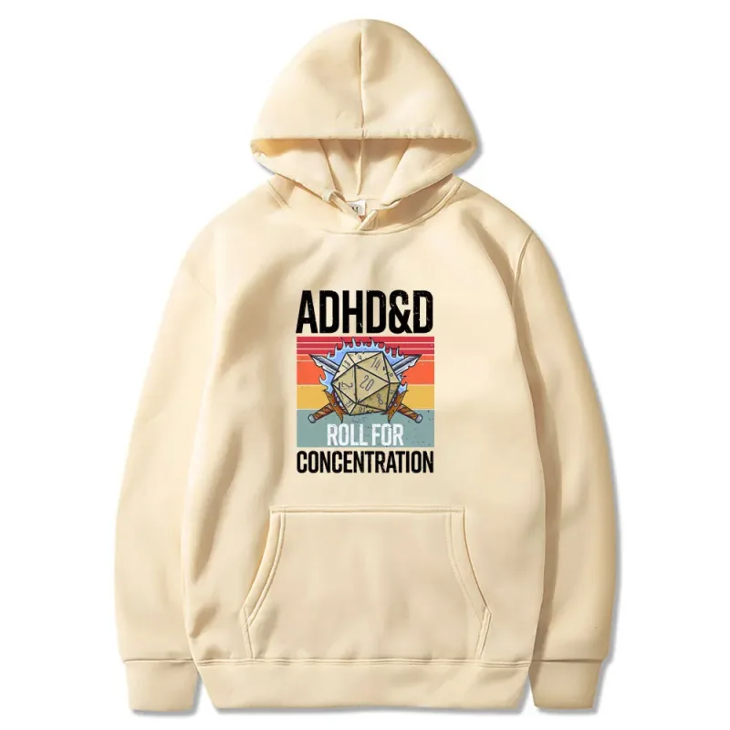 Roll for Concentration 2025 Funny Gamer Dungeons DM RPG Dice Dragon Tops Men Women Cotton Vintage Sweatshirts and Hoodies — image 10
