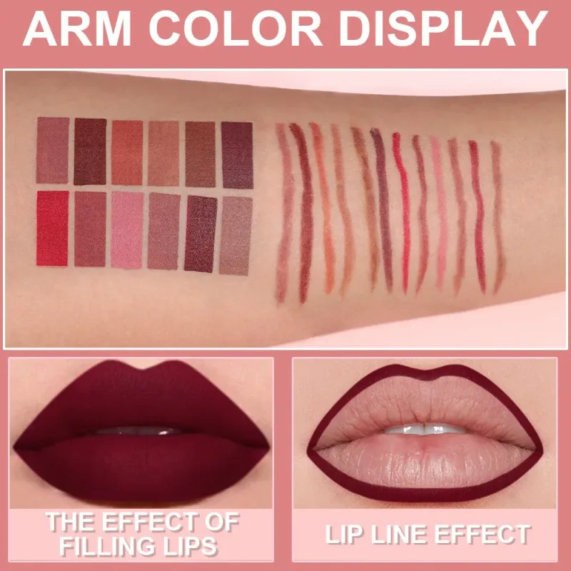 6db matt ajakrúzs szett Nude Brown Smooth Rose Red pigmentált hosszantartó forgatható rúzsceruza készlet a sima felületért — image 5