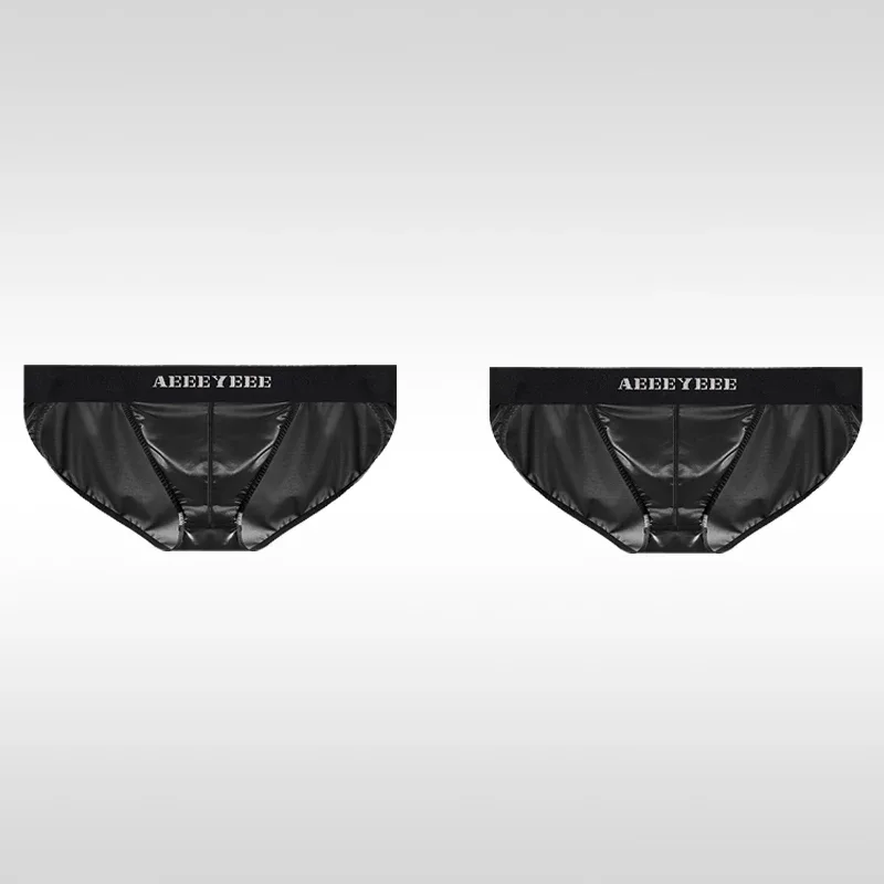 Men's Underwear Lightweight Ice Silk Wide-Waistband Low-Rise High-Cut Sexy Breathable Boxer Briefs with U-Shaped Front
