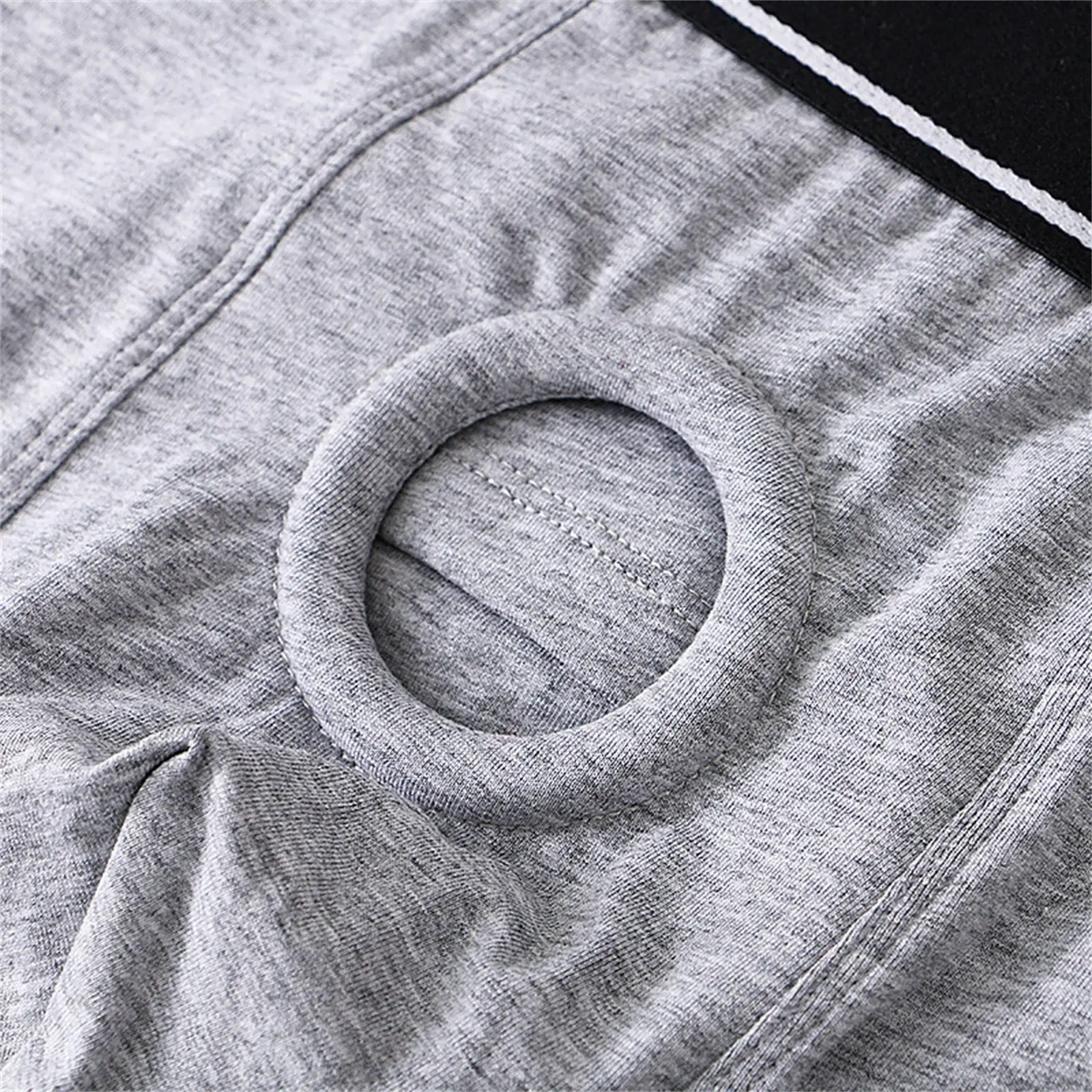 Anel peniano masculino sexy jock buraco boxers cockring homem shorts roupa interior calcinha de algodão bolsa aberta cuecas longas boxershorts — image 6