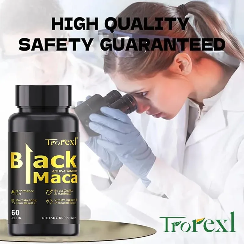 Natural Black Maca Tablets with Ashwagandha Male Power Energy Supplement Man Enlargent Pills ENHANCES VIGOUR & STAMINA — image 6