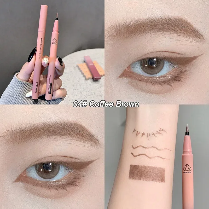 Αδιάβροχο Quick Dry Liquid Eyeliner Pen Ultra-fine Matte Black Brown Lasting Lying Silkworm Eyeliner Pencil Φυσικό Μακιγιάζ ματιών — image 10