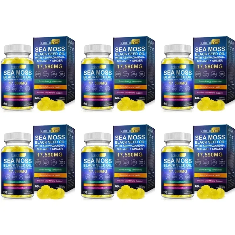 HalmanLabs גומי שמן זרעים שחור אזוב ים עם ויטמין C וויטמין D לבריאות מערכת החיסון ותמיכה במינרלים חיוניים 60 גומיים — image 12