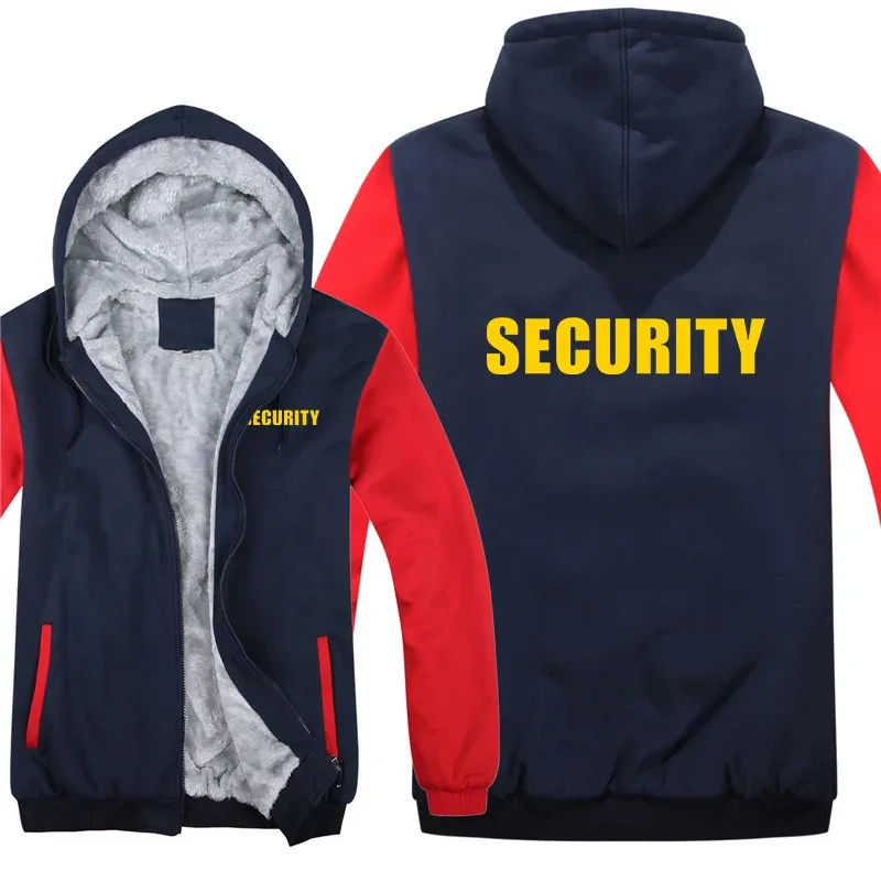 Security Hoodies Men Cool Winter Thicken Wool Liner Security Professional Work Clothes Sweatshirts Pullover Jacket